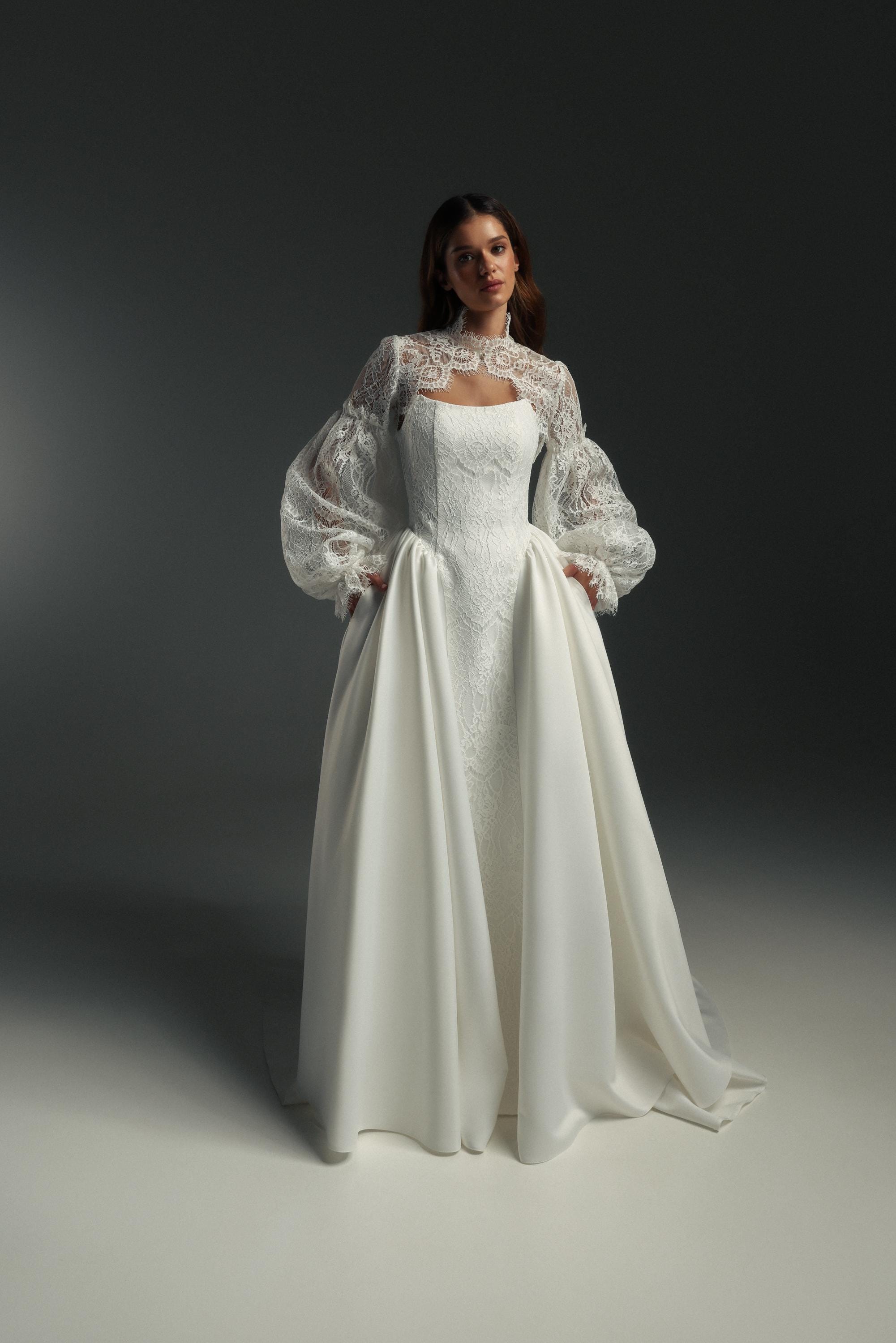 Vintage High Neck Long Sleeve Wedding - Etsy