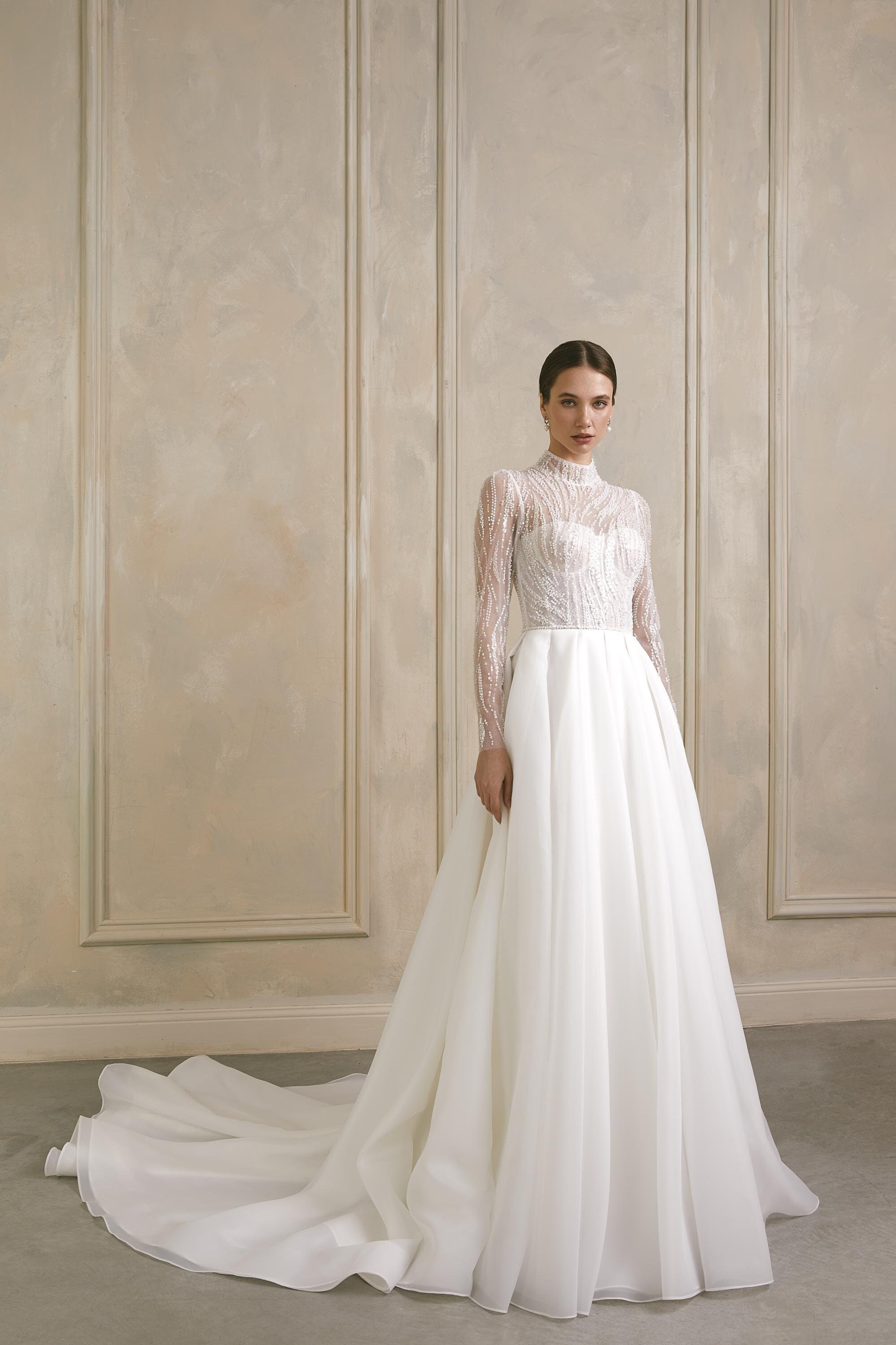 Wedding Dress Long Sleeve High Neck