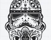 Star Wars Storm Trooper Sugar Skull Design SVG EPS DXF Studio 3 Cut File