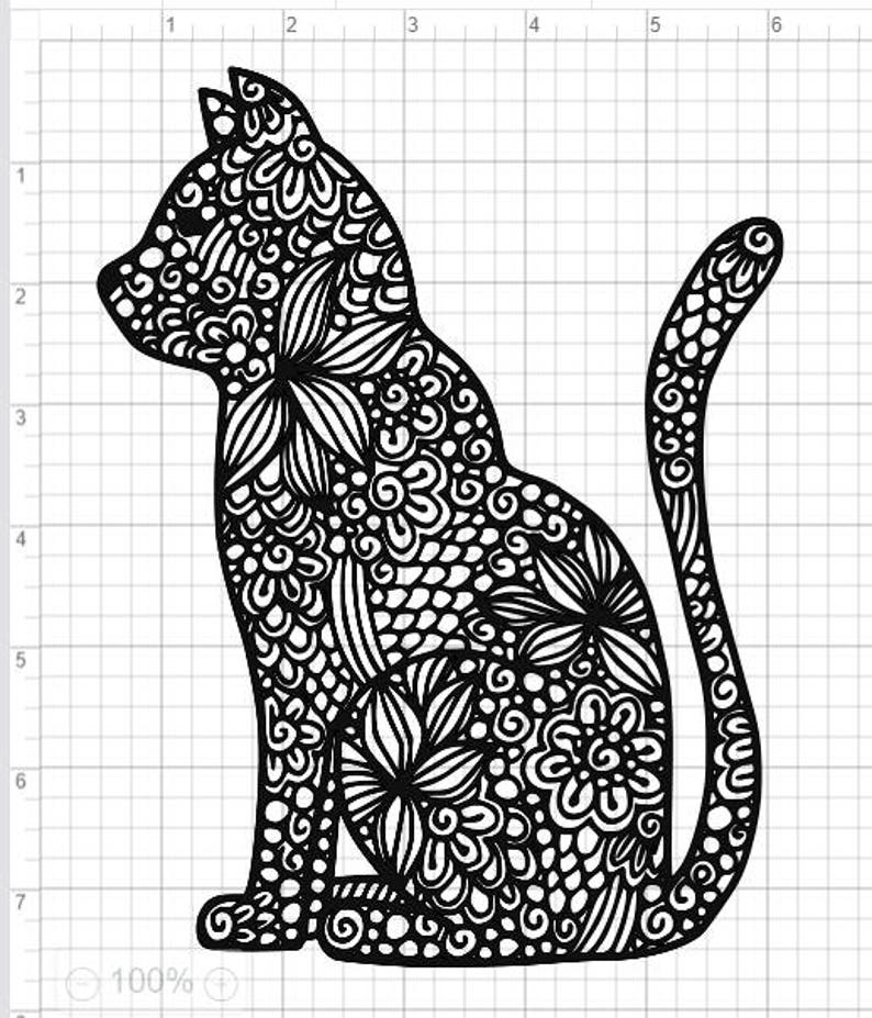 Download Mandala Style Cat SVG PDF EPS Dxf & Studio 3 Cut Files | Etsy