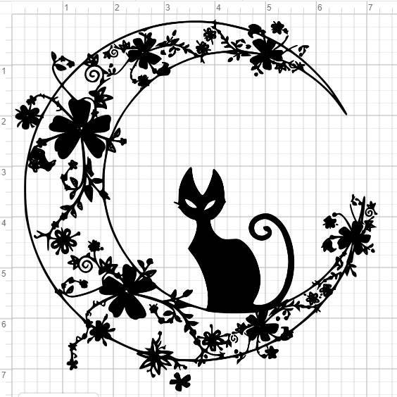 Download Cat Flower Moon Design SVG PDF EPS Dxf & Studio 3 Cut ...