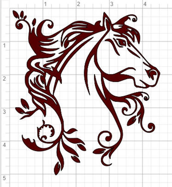 Download Horse Head With Flourish Design SVG PDF EPS Dxf & Studio 3 Cut | Etsy