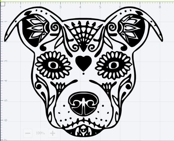 Download Pitbull Sugar Skull SVG EPS DXF Studio3 Cut Files | Etsy