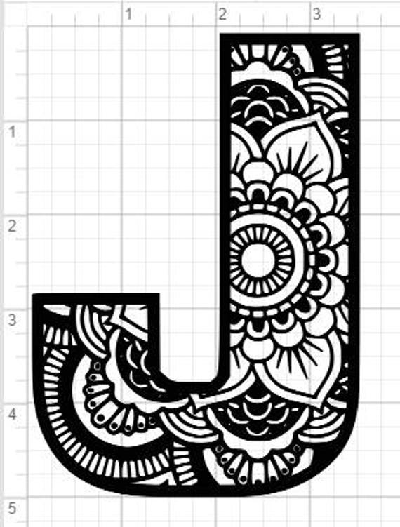 Download Mandala Alphabet Letter J Design SVG PDF Eps Dxf & Studio ...