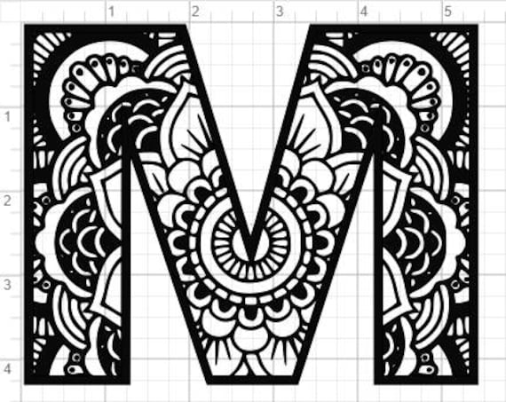 Download Mandala Alphabet Letter M Design SVG PDF Eps Dxf & Studio 3 | Etsy
