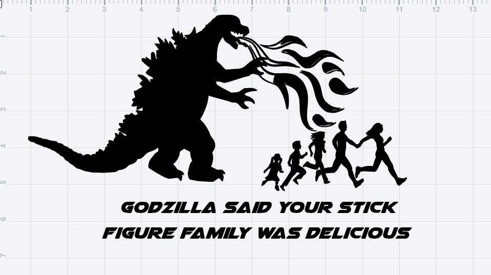 Download Godzilla And Stick Figure Family SVG EPS DXF Studio3 Cut File | Etsy