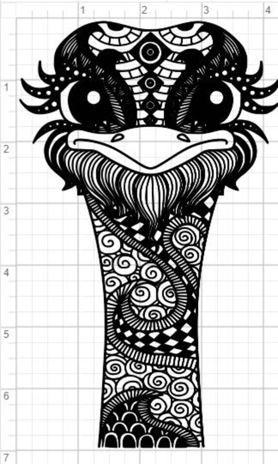 Download Ostrich Zentangle Design SVG EPS DXF pdf Studio 3 Cut ...