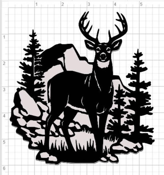Download Buck Deer Scene Design SVG pdf eps dxf Studio 3 Cut Files | Etsy