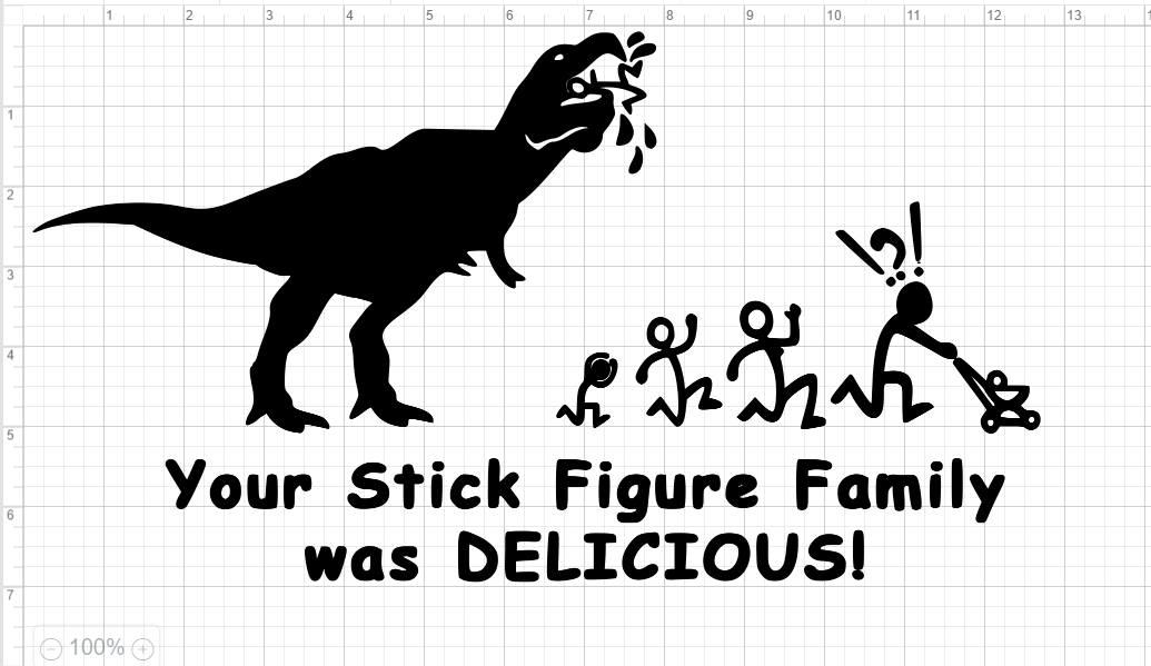 T-Rex Ate Stick Figure Family Design 2 Versions SVG EPS DXF | Etsy