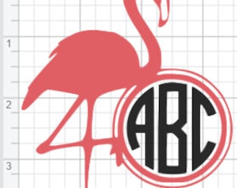 Flamingo Monogram Design SVG PDF Eps Dxf & Studio 3 Cut Files