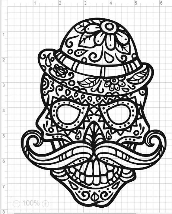 Download Mandala Style Sugar Skull Mustache SVG PDF EPS Dxf ...