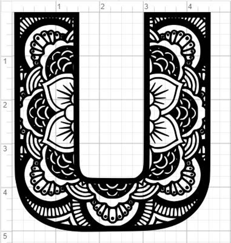 Download Mandala Alphabet lettre U conception SVG PDF Eps Dxf ...