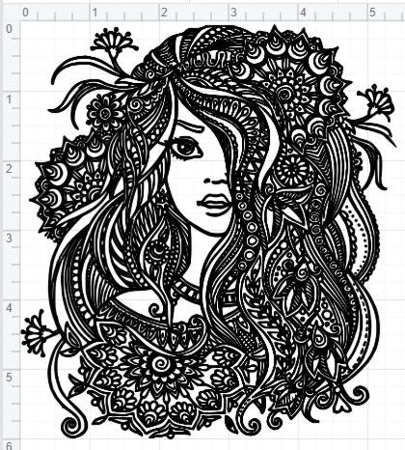 Download Mandala Style Woman Lady SVG PDF EPS Dxf & Studio 3 Cut ...