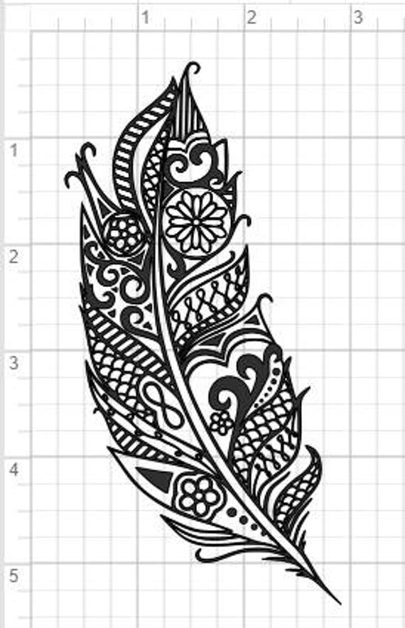 Download Mandala Feather Design SVG PDF EPS Dxf & Studio 3 Cut ...