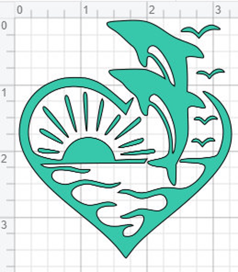 Dolphin Heart Design SVG PDF EPS dxf Studio 3 Cut Files | Etsy