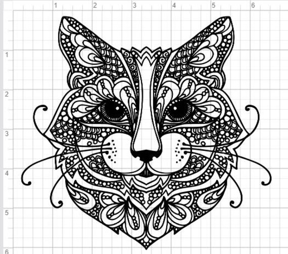 Download Mandala Cat Design SVG PDF EPS Dxf & Studio 3 Cut Files | Etsy