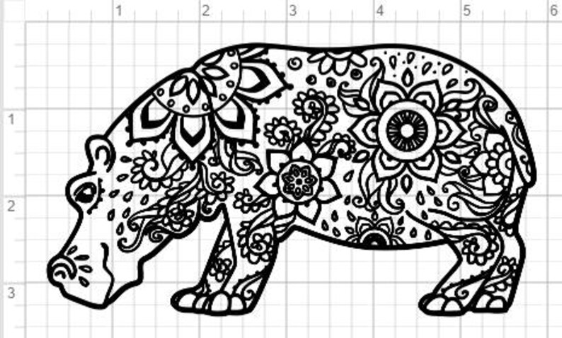 Download Hippo Mandala Design SVG EPS DXF pdf Studio 3 Cut Files | Etsy