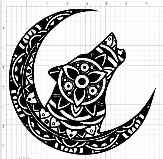 Download Wolf Moon Mandala Design SVG EPS DXF Pdf Studio 3 Cut File ...