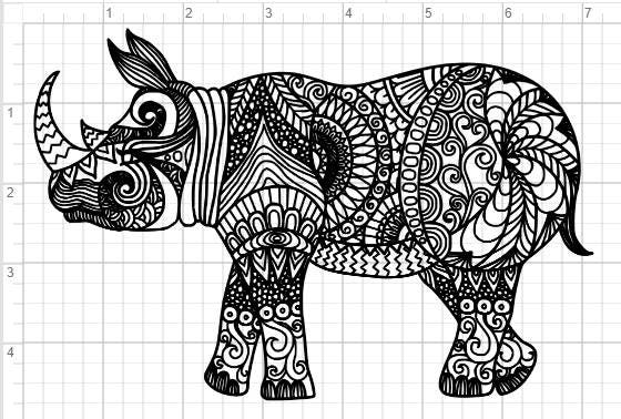 Mandala Rhino Design SVG PDF Eps Dxf & Studio 3 Cut Files | Etsy