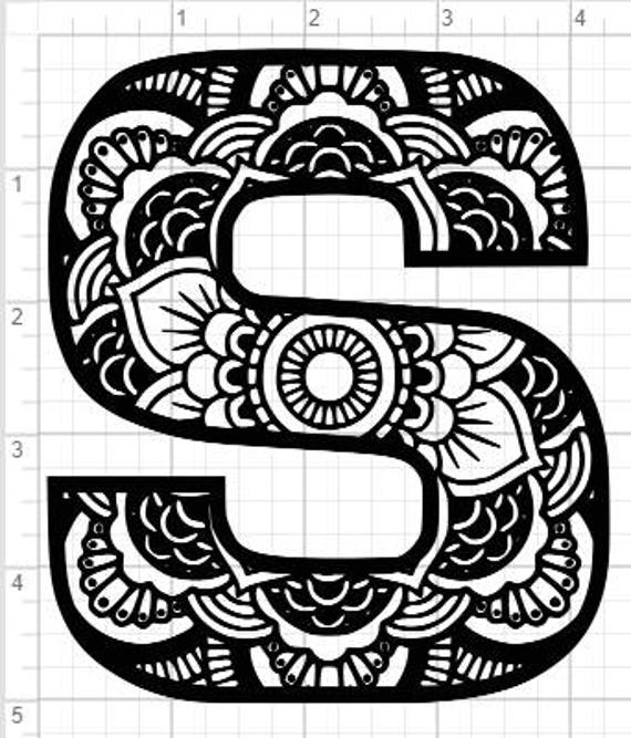 Download Mandala Alphabet Letter S Design SVG PDF Eps Dxf & Studio 3 | Etsy