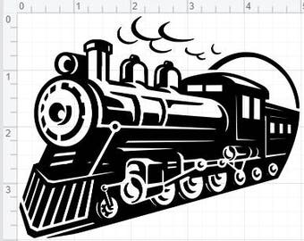 Vintage Steam Train Design SVG PDF EPS Dxf & Studio 3 Cut Files