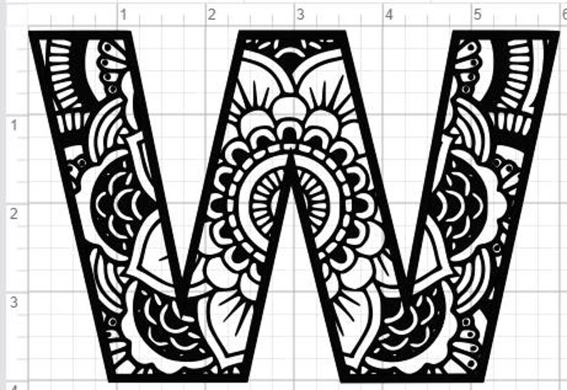 Download Mandala Alphabet Letter W Design SVG PDF Eps Dxf & Studio ...