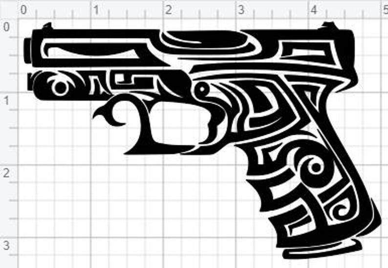 Tribal Pistol Handgun Design SVG PDF EPS Dxf & Studio 3 ...