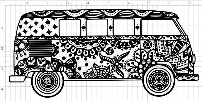 Download Vintage Volkswagen Bus Mandala Design SVG EPS DXF Studio 3 ...
