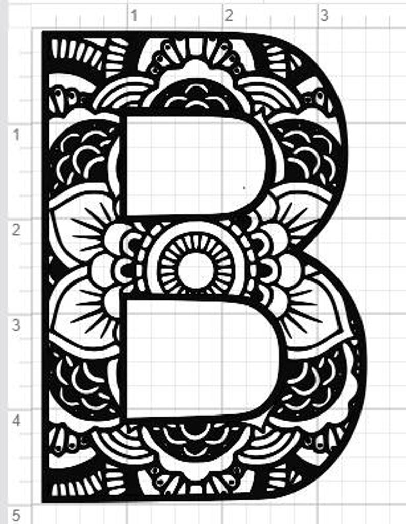 Download Mandala Alphabet Letter B Design SVG PDF Eps Dxf & Studio 3 | Etsy