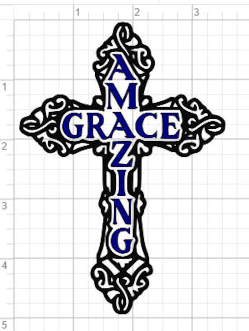Download Amazing Grace Cross Design SVG PDF EPS Dxf & Studio 3 Cut ...
