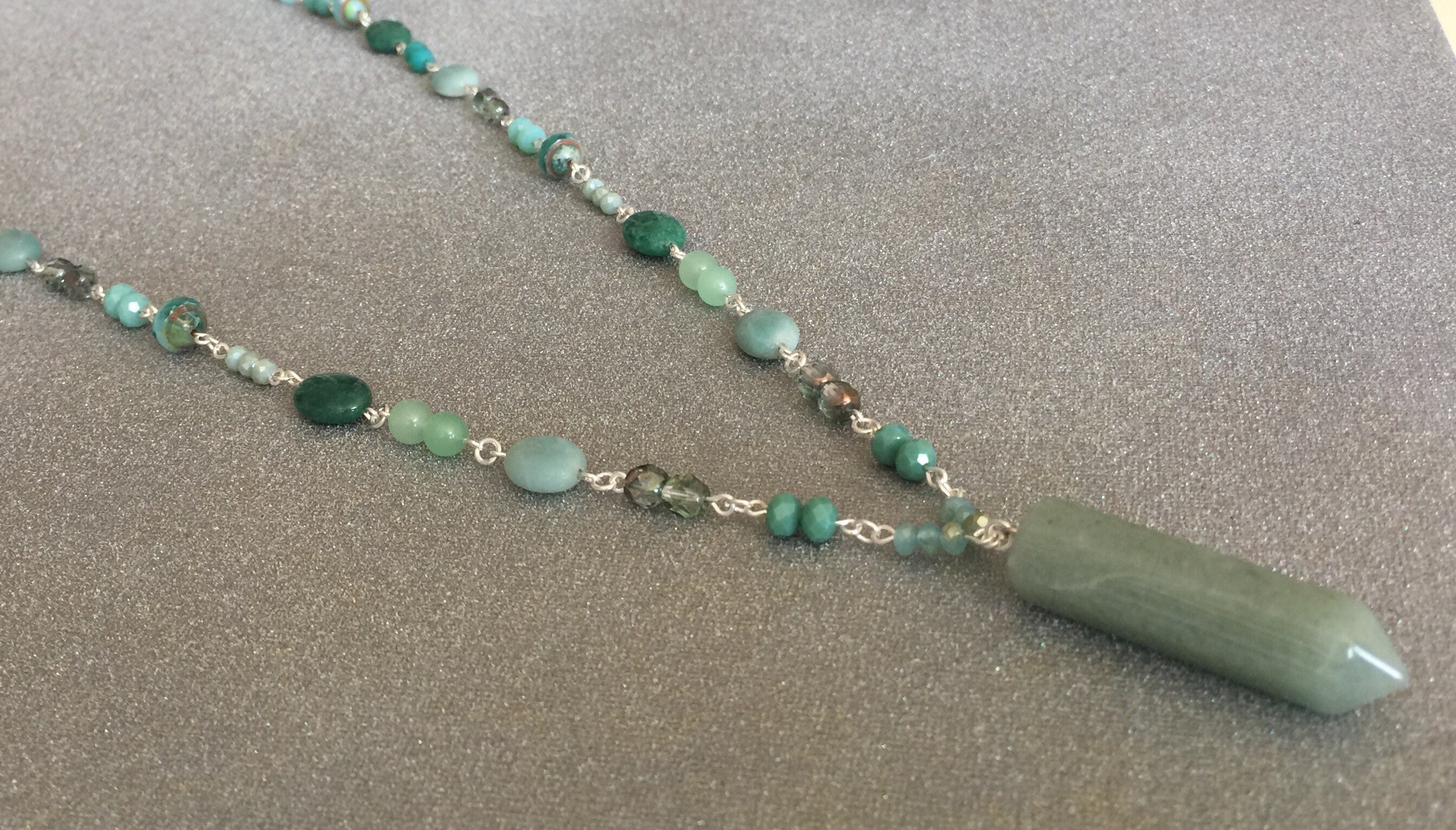 Jade green necklace with pendant | Etsy