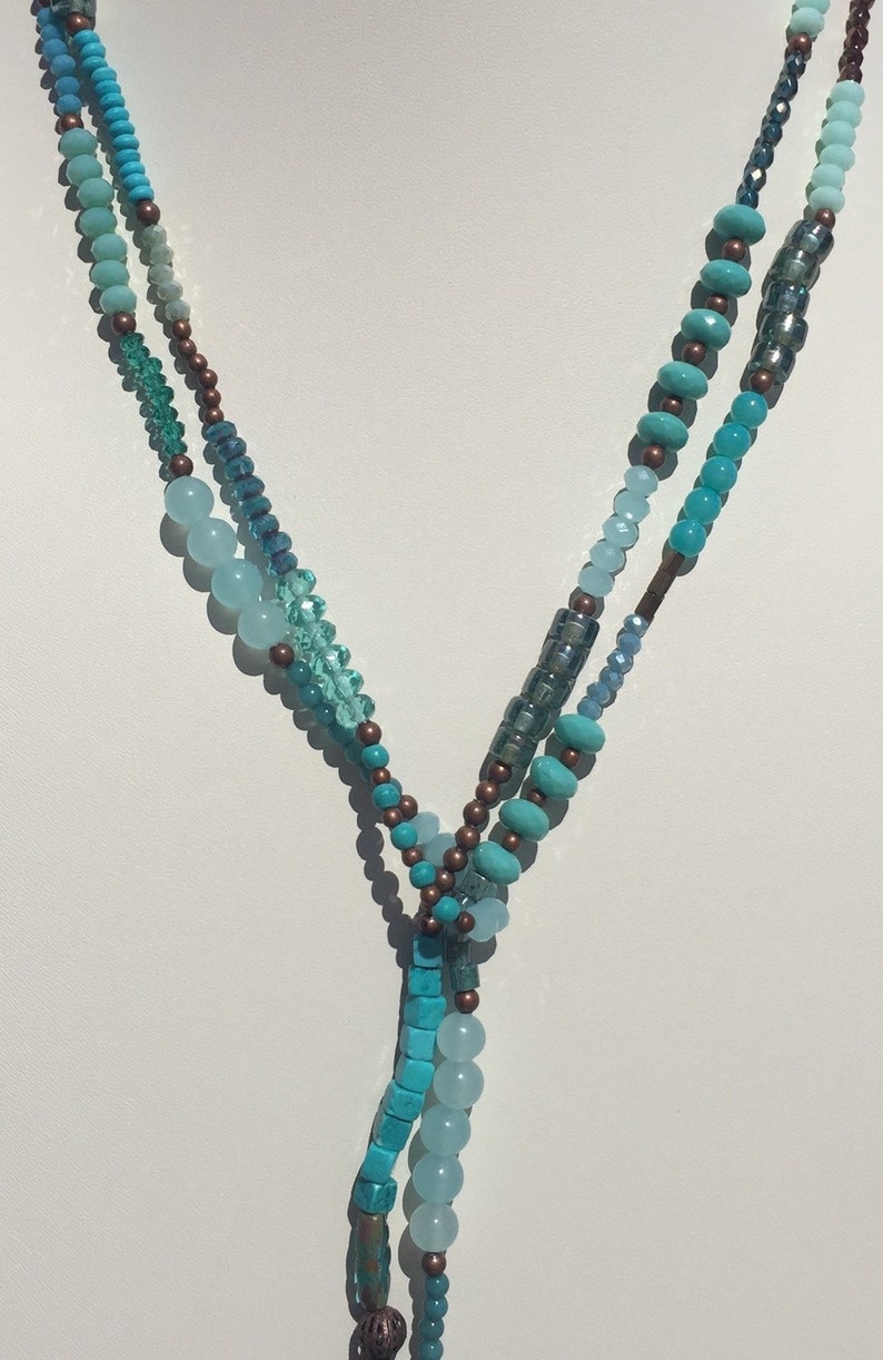 Turquoise lariat necklace | Etsy