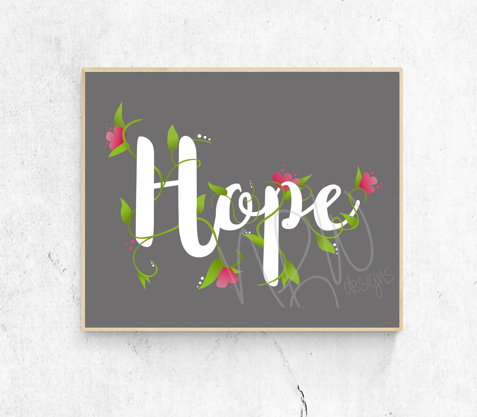 Hope Floral Printable Wall Art | Etsy