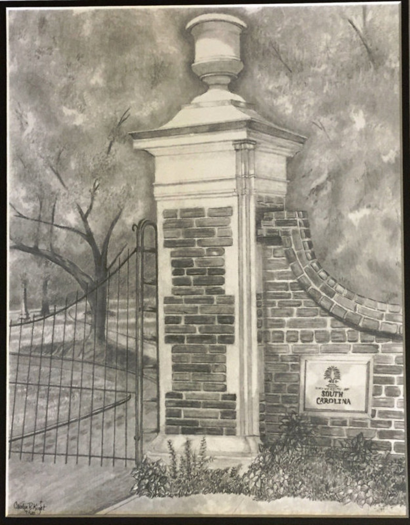 University of South Carolina Horseshoe Gate. 11X14 Black and - Etsy