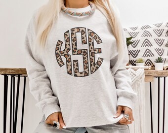 Leopard Circle Monogram Sweatshirt 