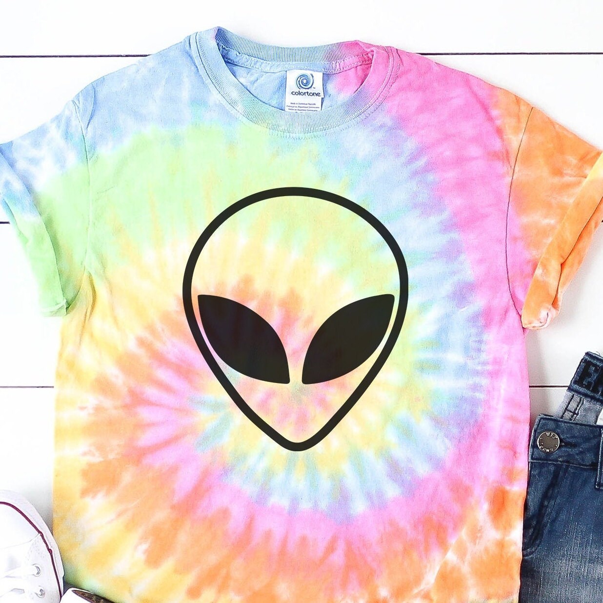 Alien Tie Dye Shirt Festival Shirts Rave Outfit Pastel - Etsy