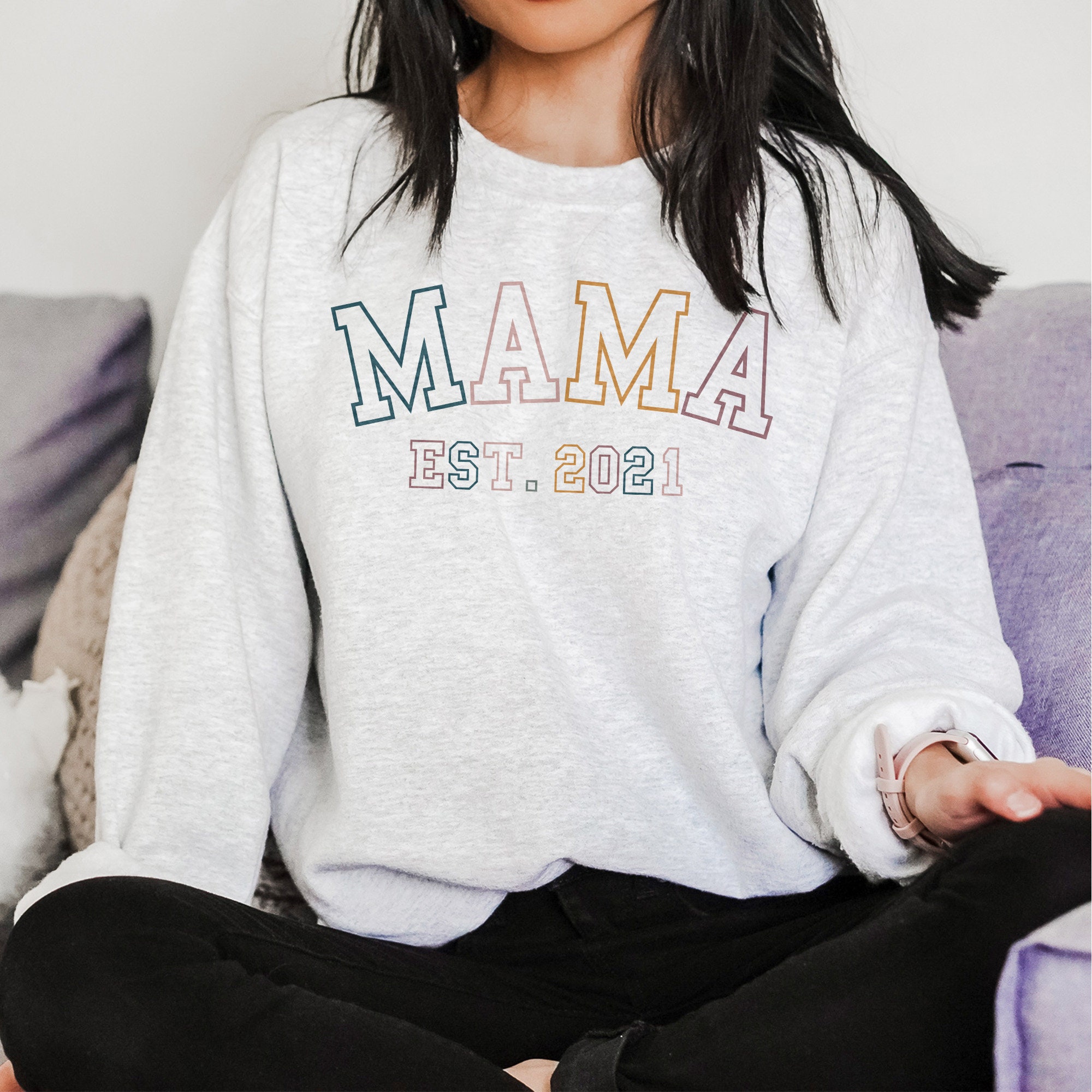 Mama Est Sweatshirt Mom Established Custom Year | Etsy
