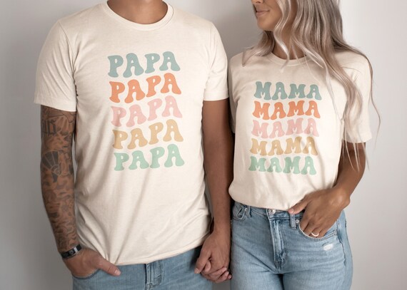 Groovy Mama And Papa Shirt, New Mom & Dad To Be Gift, Pregnancy Announcement Shirts, Mothers Day Fathers Day, Unisex Graphic Tee