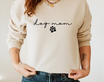 Embroidered Dog Mom Sweatshirt, Cozy Sweatshirt, Crewneck Sweatshirt, Pullover, Gifts for Dog Lovers