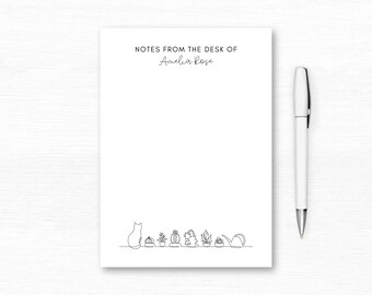 Notes From the Desk Of Personalized Cat & Houseplants Notepad – Custom Stationery Gift