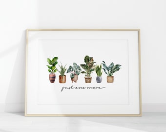 Watercolor House Plants Print, Boho Botanical Printable Wall Art (Digital Download)
