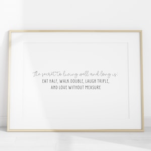 Living Well Quote Print, Minimalist Wall Art (Digital Download)