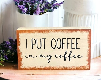 Wooden Coffee Sign Cute Desk Decor Work Friend Gift Coffee Lover Gift