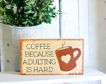 Wooden Coffee Sign Kitchen Counter Decor Coffee Bar Sign