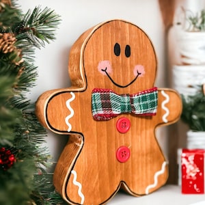 Gingerbread Man Christmas Decoration Primitive Holiday Decor Christmas Shelf Sitter