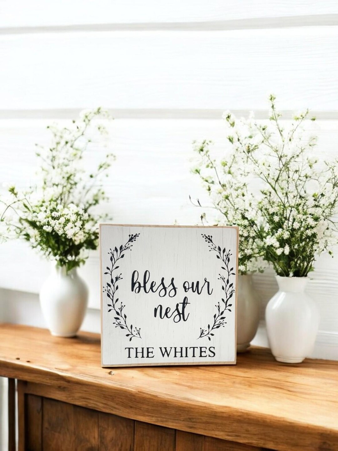 Bless Our Nest Personalized Family Wood Sign Easter Mantel Decor - Etsy