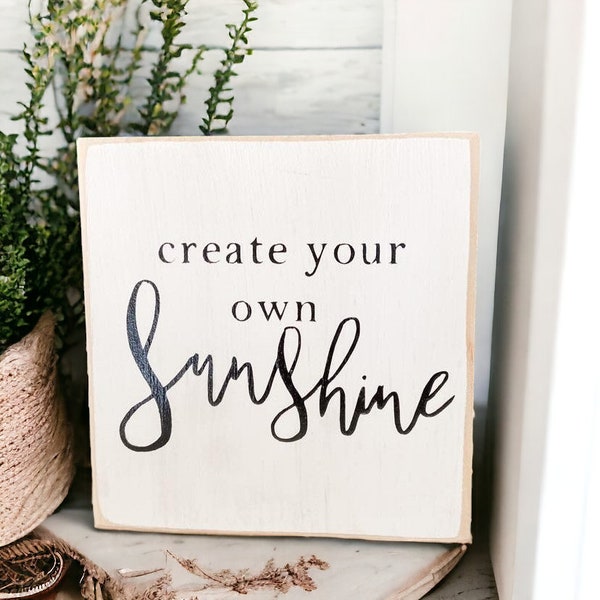 Sunshine Sign Inspirational Desk Decor Cubicle Decorations Encouraging Gift Mini Wood Block Sign