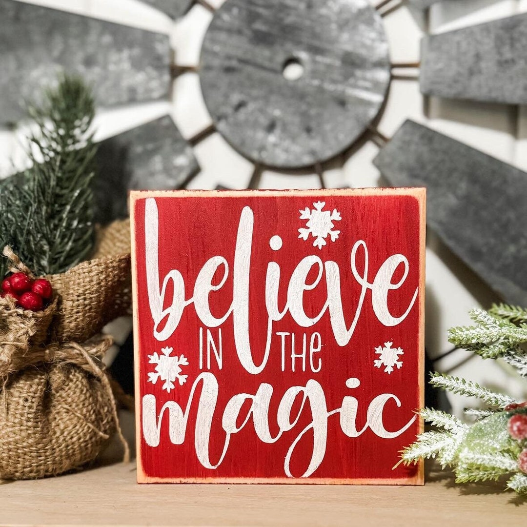 Believe Christmas Sign Wood Tabletop Decor Christmas Mantel - Etsy