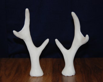 Yearling Antlers, cosplay antlers, 3 point antlers,  vegan antlers (raw cast/ unpainted)