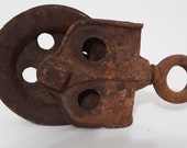 Vintage Barn Pulley Old Cast Iron Rusty Farm Tool Rustic Primitive Steampunk Vtg